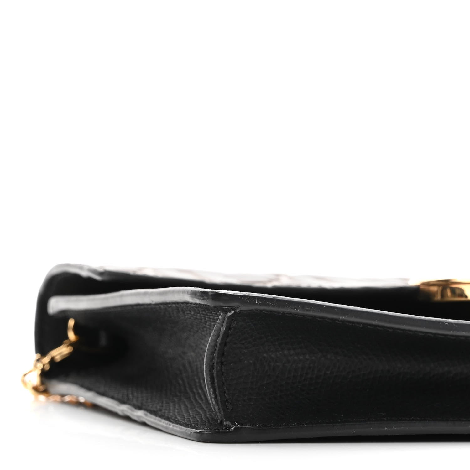 Fendi Vitello Cruise F is Fendi Bi-Color FF 1974 Embossed Medium Envelope Wallet On Chain Black Maya 9 of 10