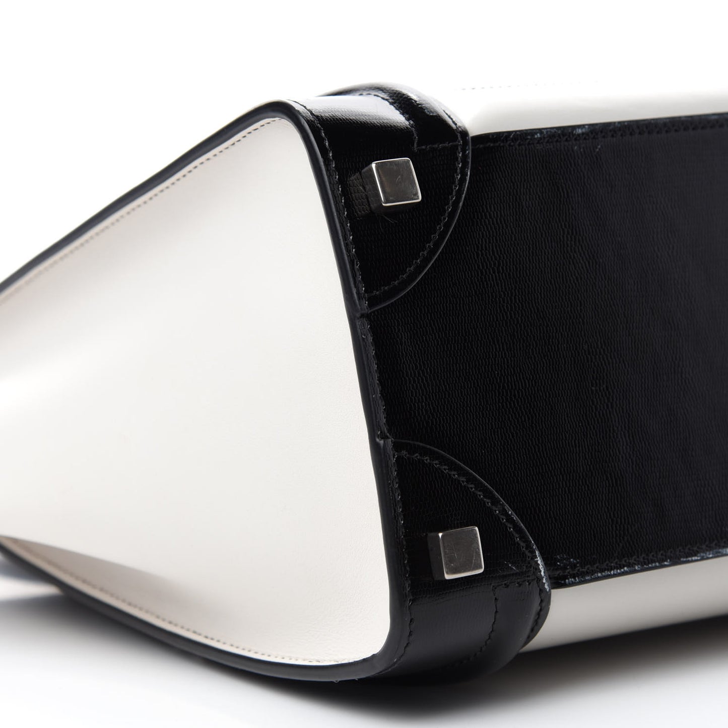 Sleek Calfskin Micro Bi-Color Luggage Black White