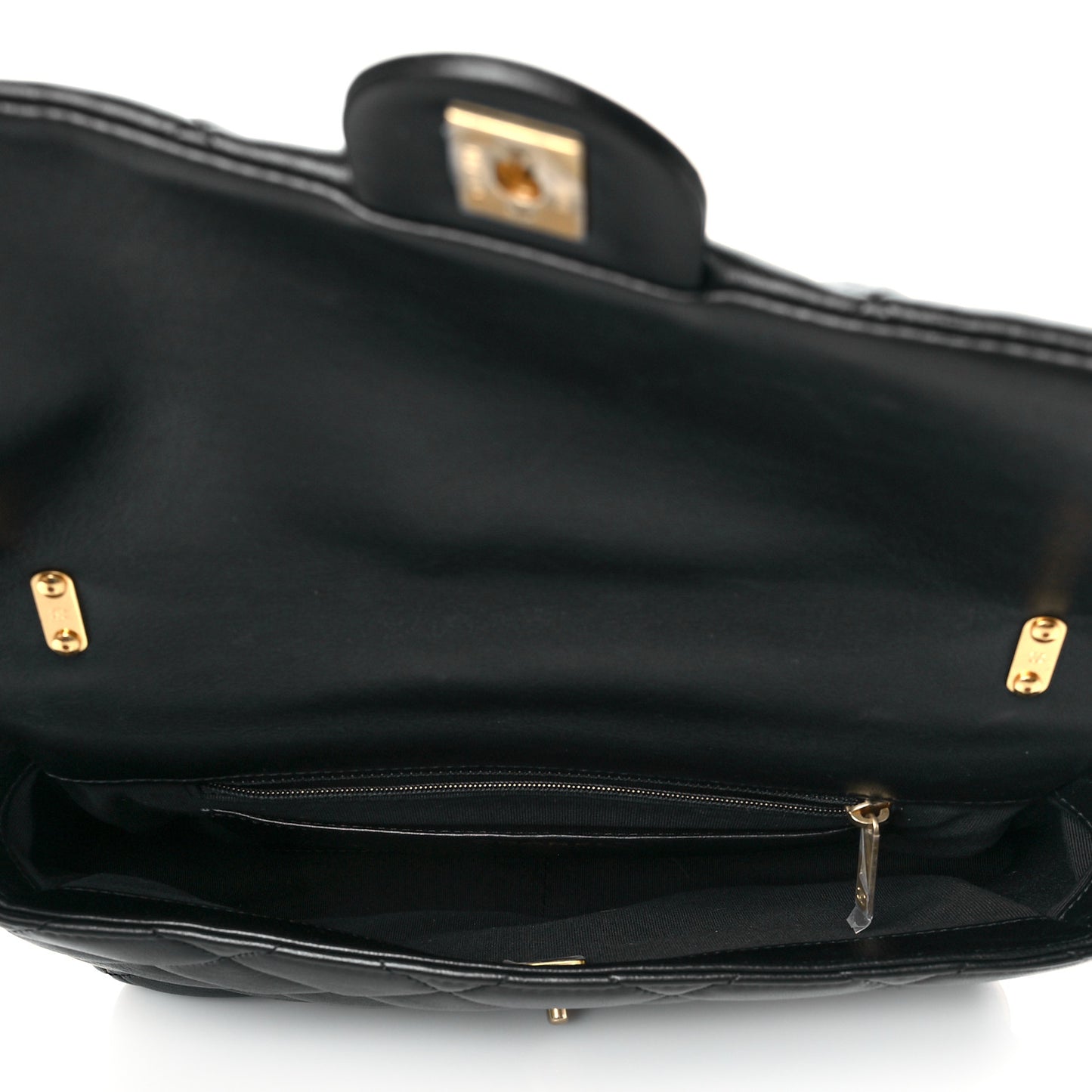 Lambskin Quilted Large CC Funky Town Flap Black