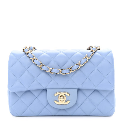 Chanel Lambskin Quilted Mini Rectangular Flap Light Blue 1 of 11