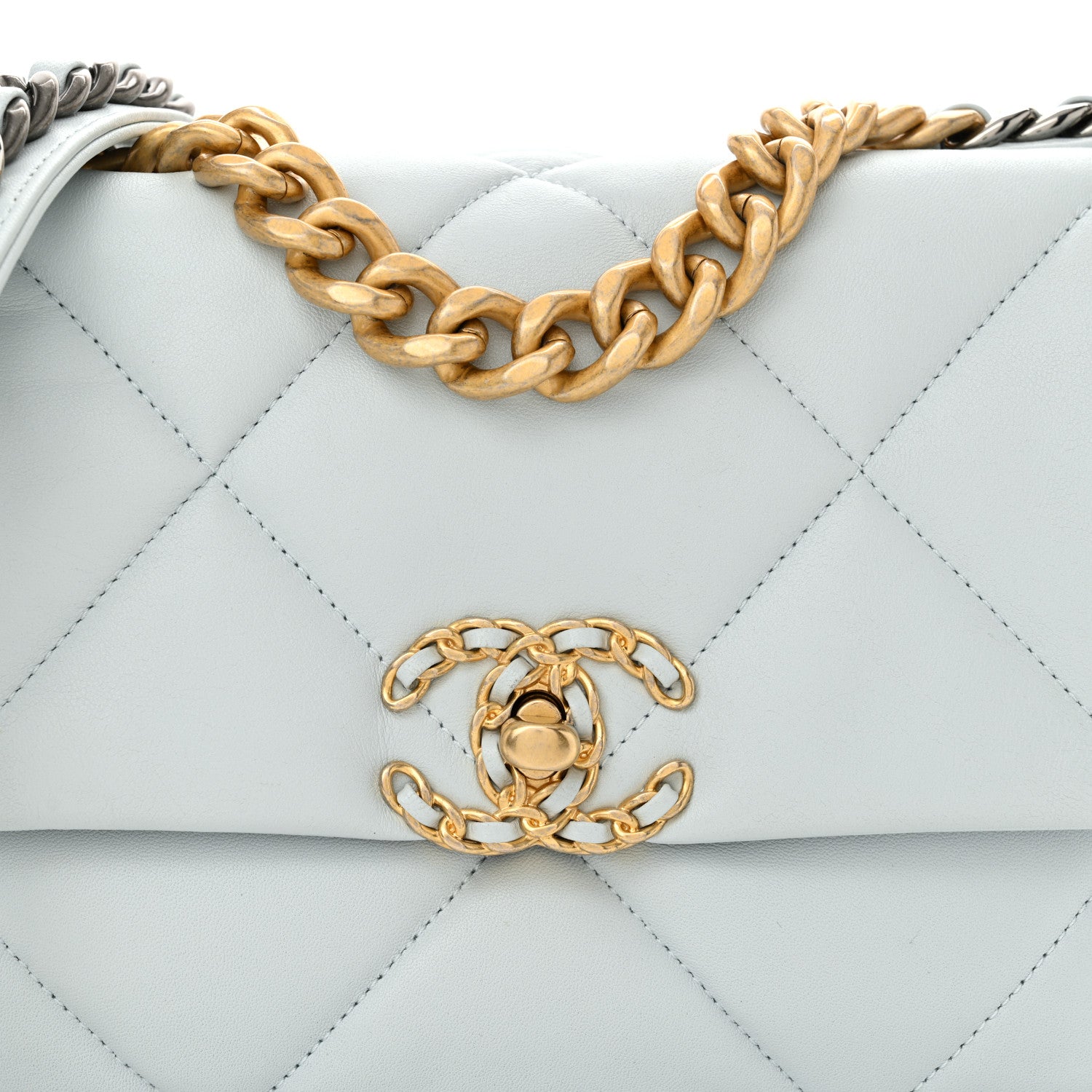 Chanel Lambskin Quilted Medium Chanel 19 Flap Light Blue 8 of 12