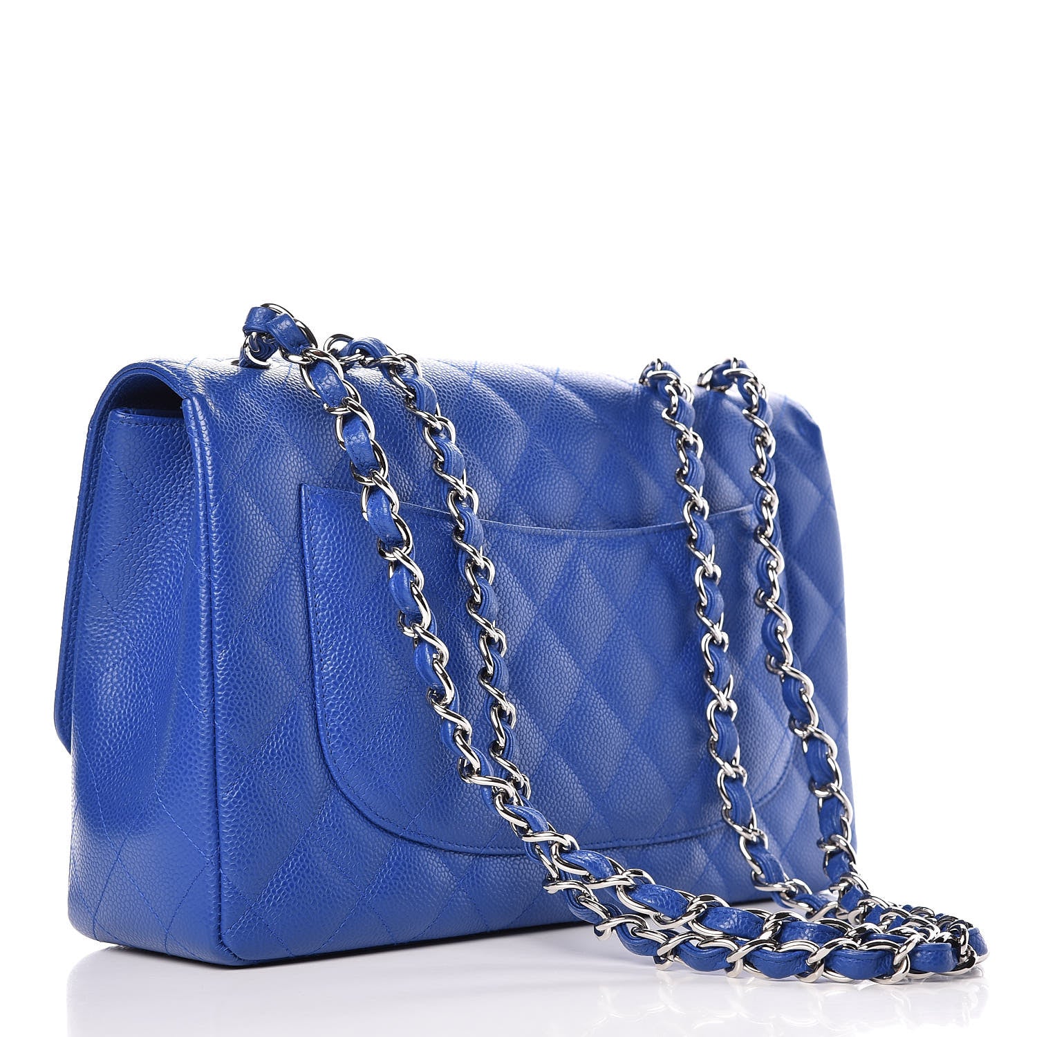 Chanel Caviar Quilted Jumbo Single Flap Blue 3 of 10