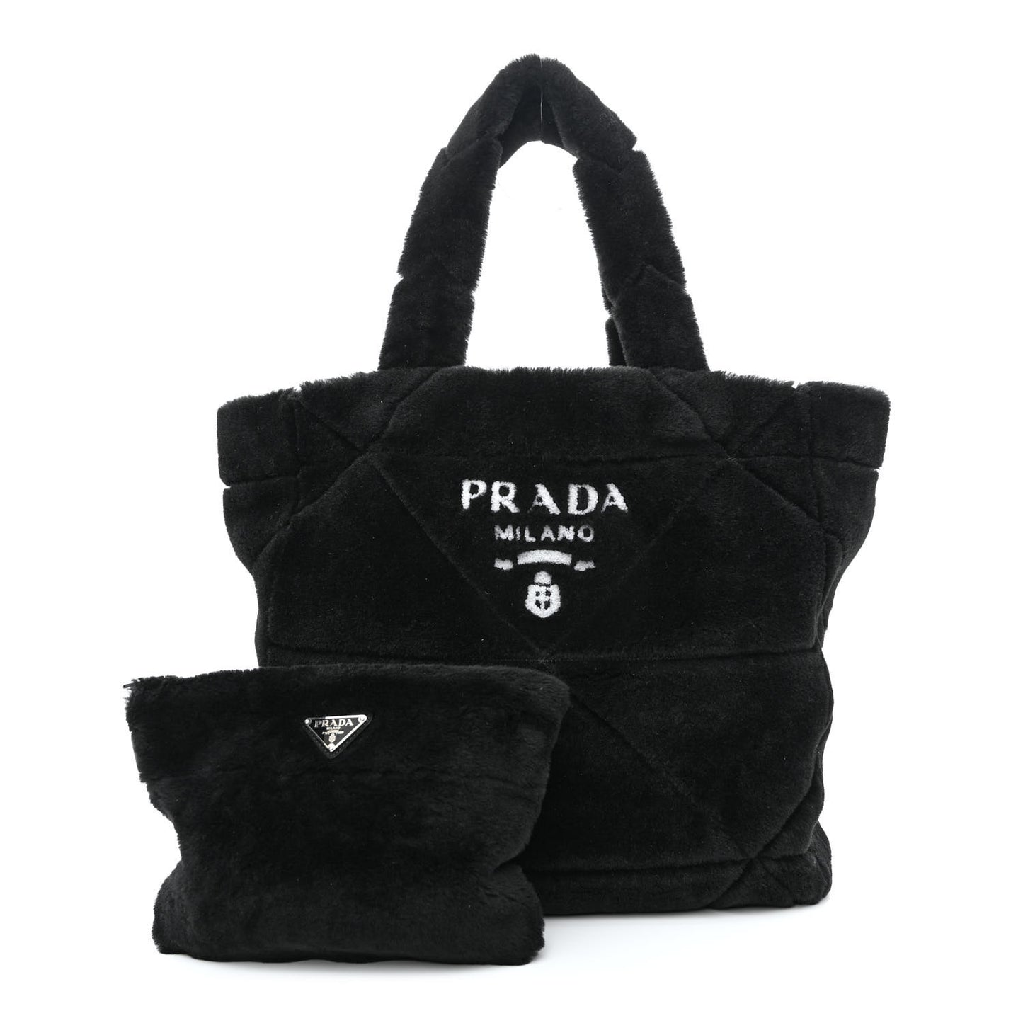 Shearling Monotone Logo Tote Black White
