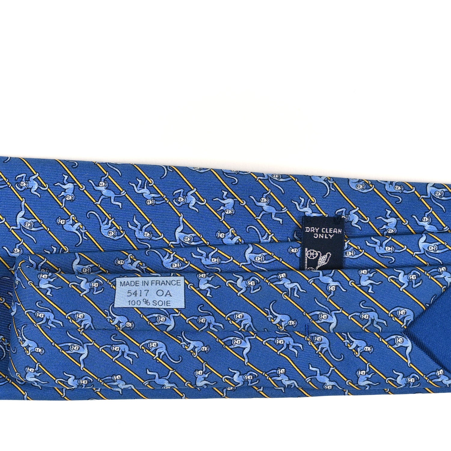 Hermes Printed Silk Mens Neck Tie Bleu 3 of 4