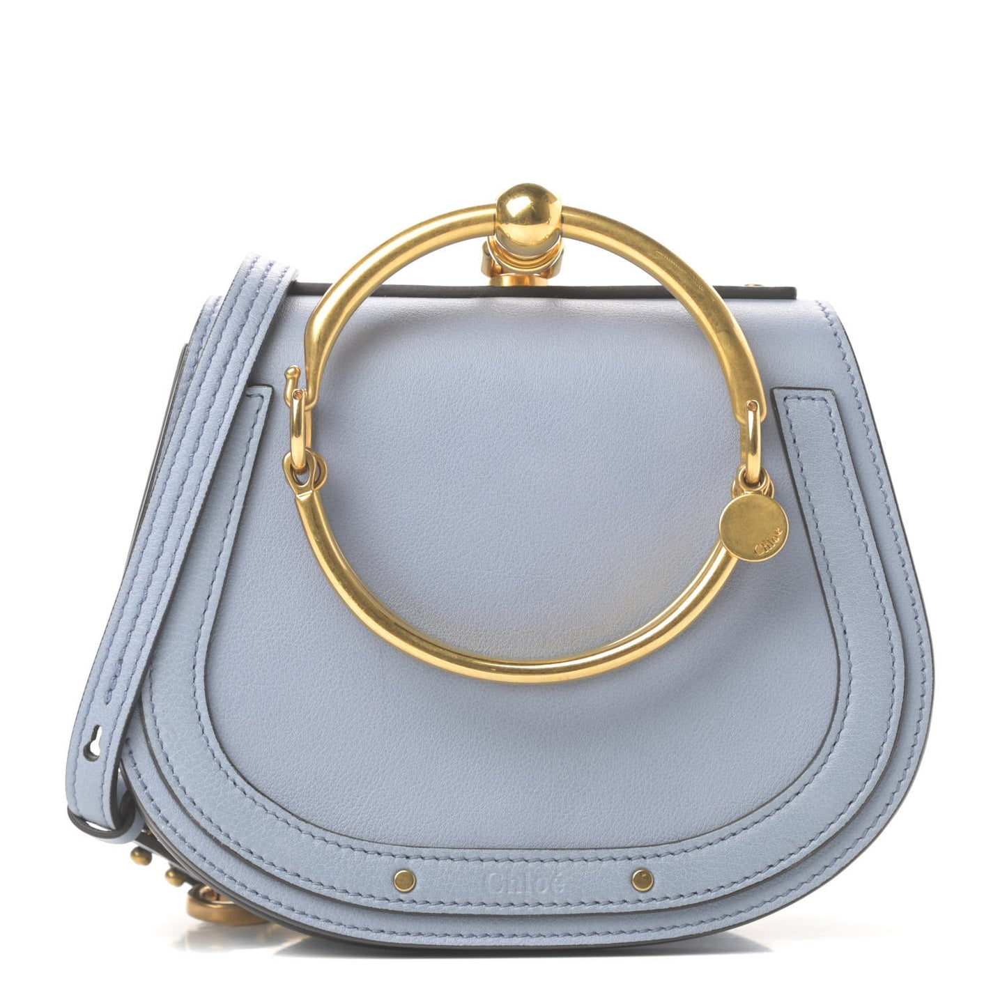 Calfskin Suede Small Nile Bracelet Bag Cloudy Blue