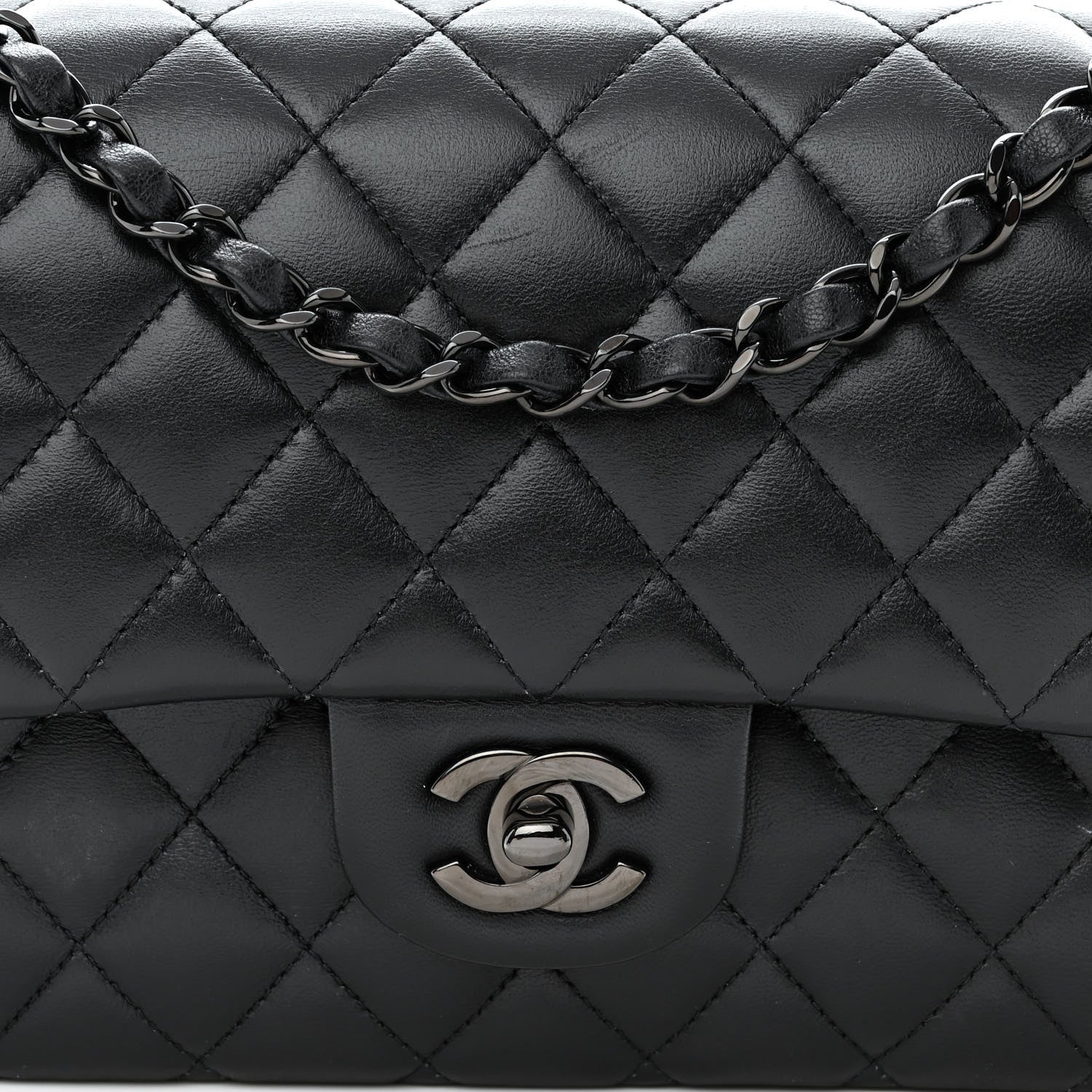 Chanel Lambskin Quilted Medium Double Flap So Black 10 of 15
