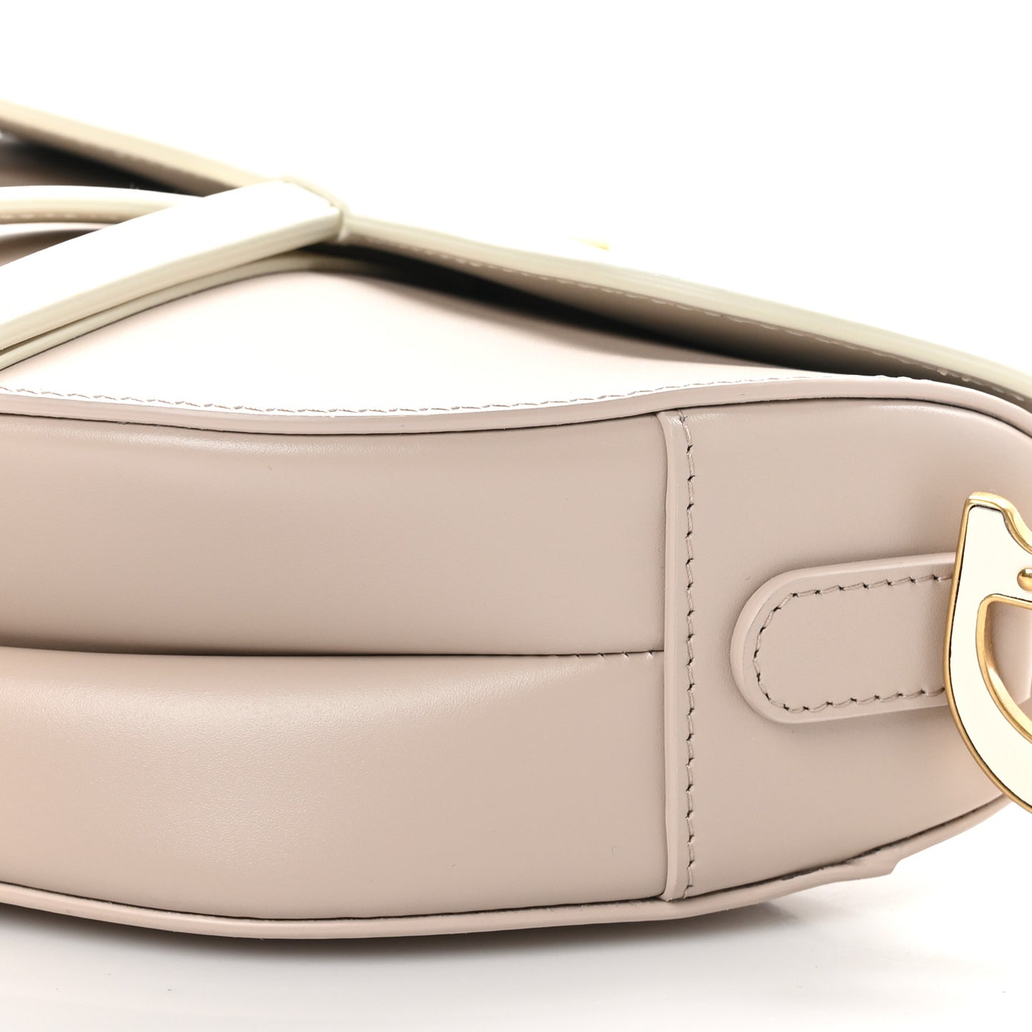 Supple Calfskin Two Tone Saddle Bag Latte Trench Beige