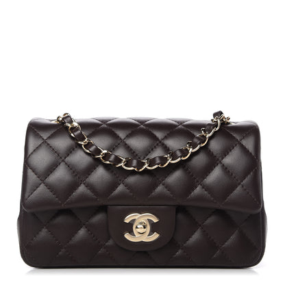 Chanel Lambskin Quilted Mini Rectangular Flap Dark Brown 1 of 11