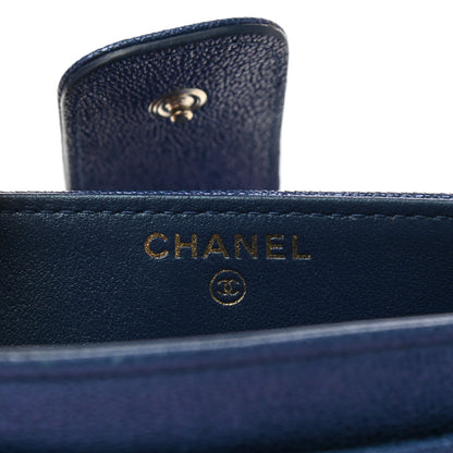 Chanel Iridescent Caviar Quilted Classic Strap Pouch Dark Blue 7 of 9