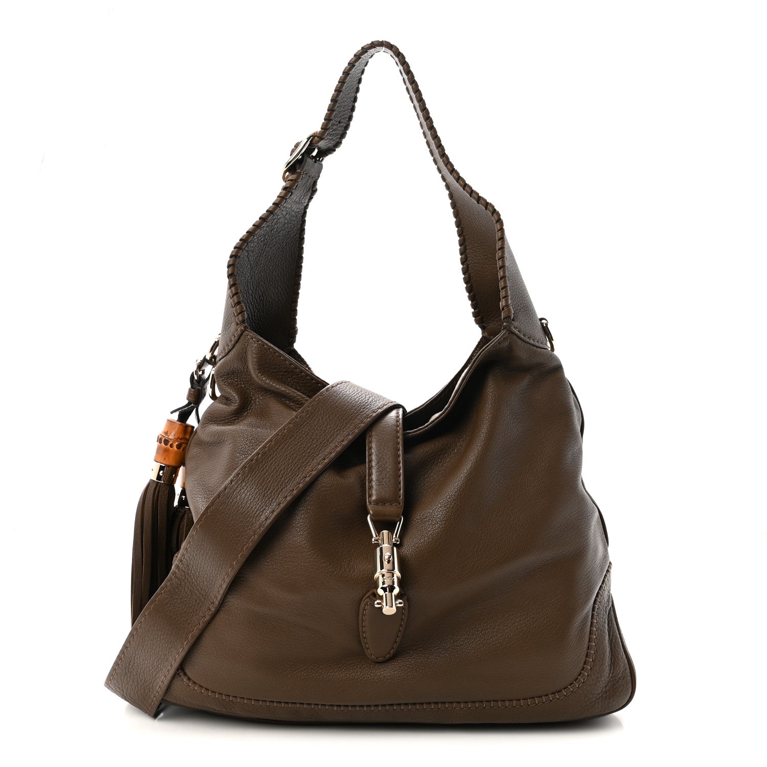 Gucci Pebbled Calfskin Medium New Jackie Shoulder Bag Brown 1 of 10