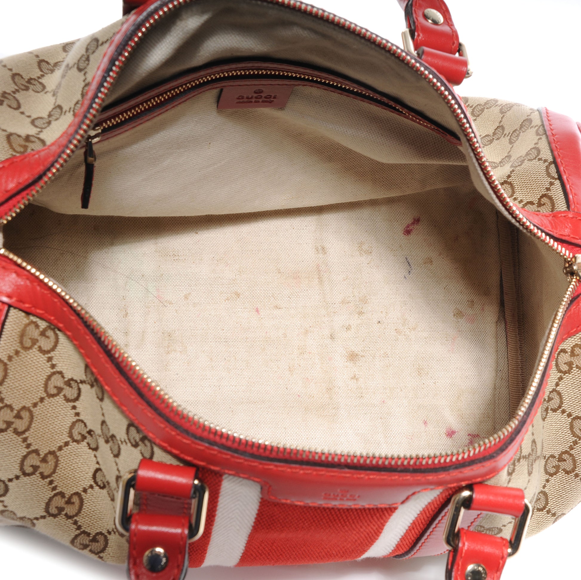 Gucci Monogram Vintage Web Medium Boston Red 5 of 9