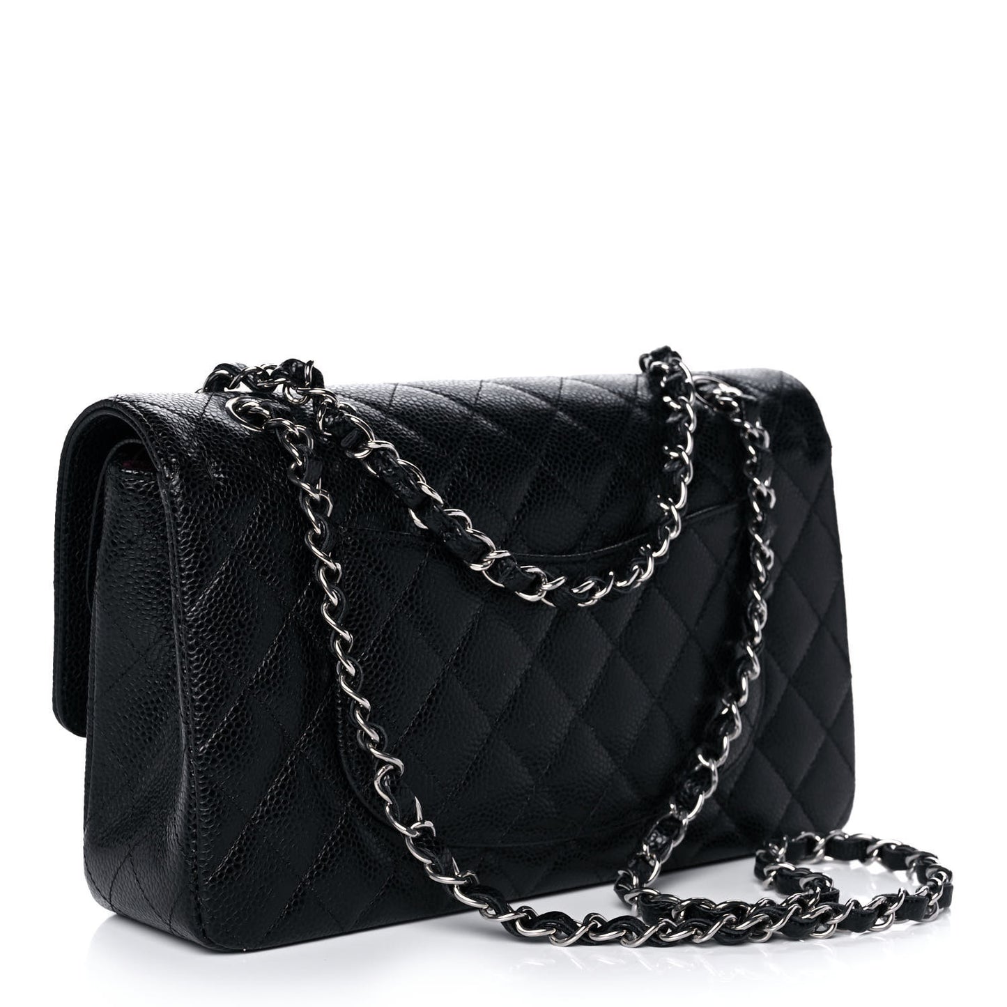 Caviar Quilted Medium Double Flap Black