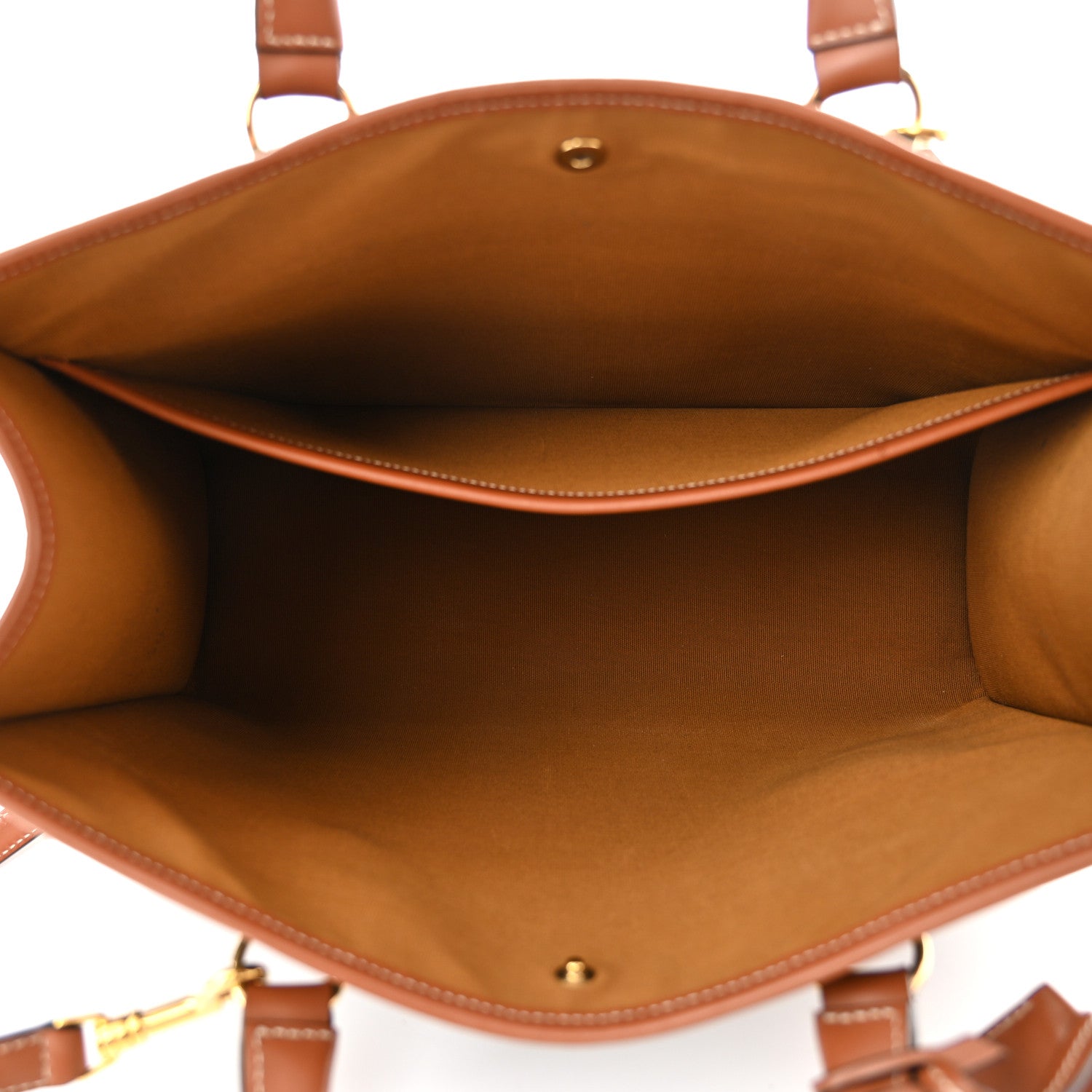 Celine Triomphe Canvas Calfskin Mini Horizontal Cabas Tan 5 of 9