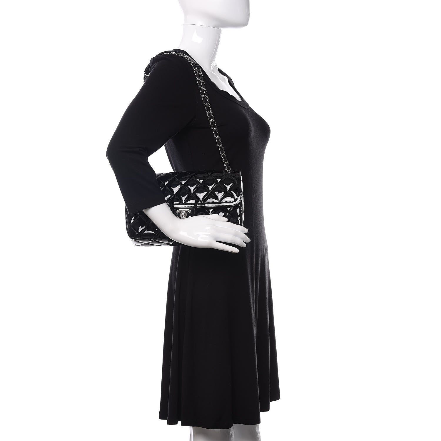 Chanel Patent Quilted Large Coco Shine Flap Black 2 of 12