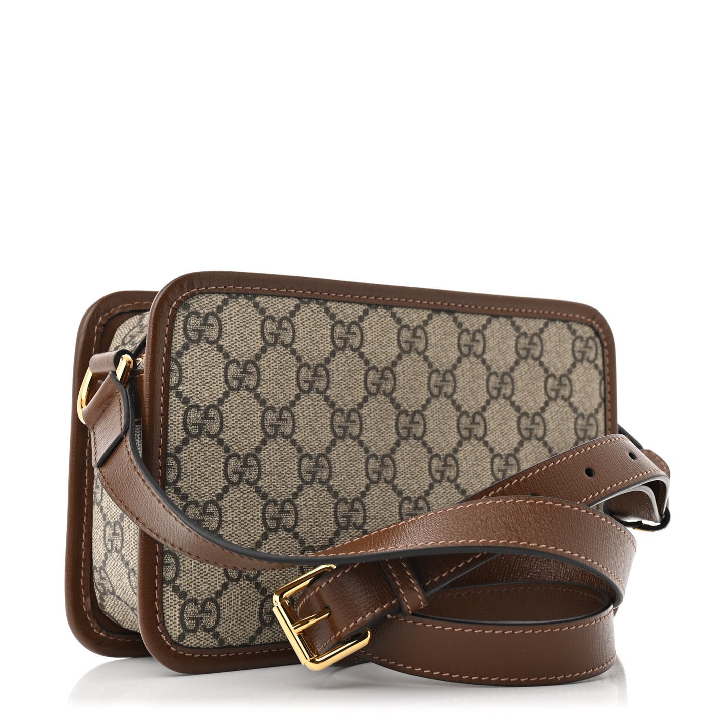 GG Supreme Monogram Azalea Calfskin Mini Retro Interlocking G Shoulder Bag Beige Ebony Brown Sugar