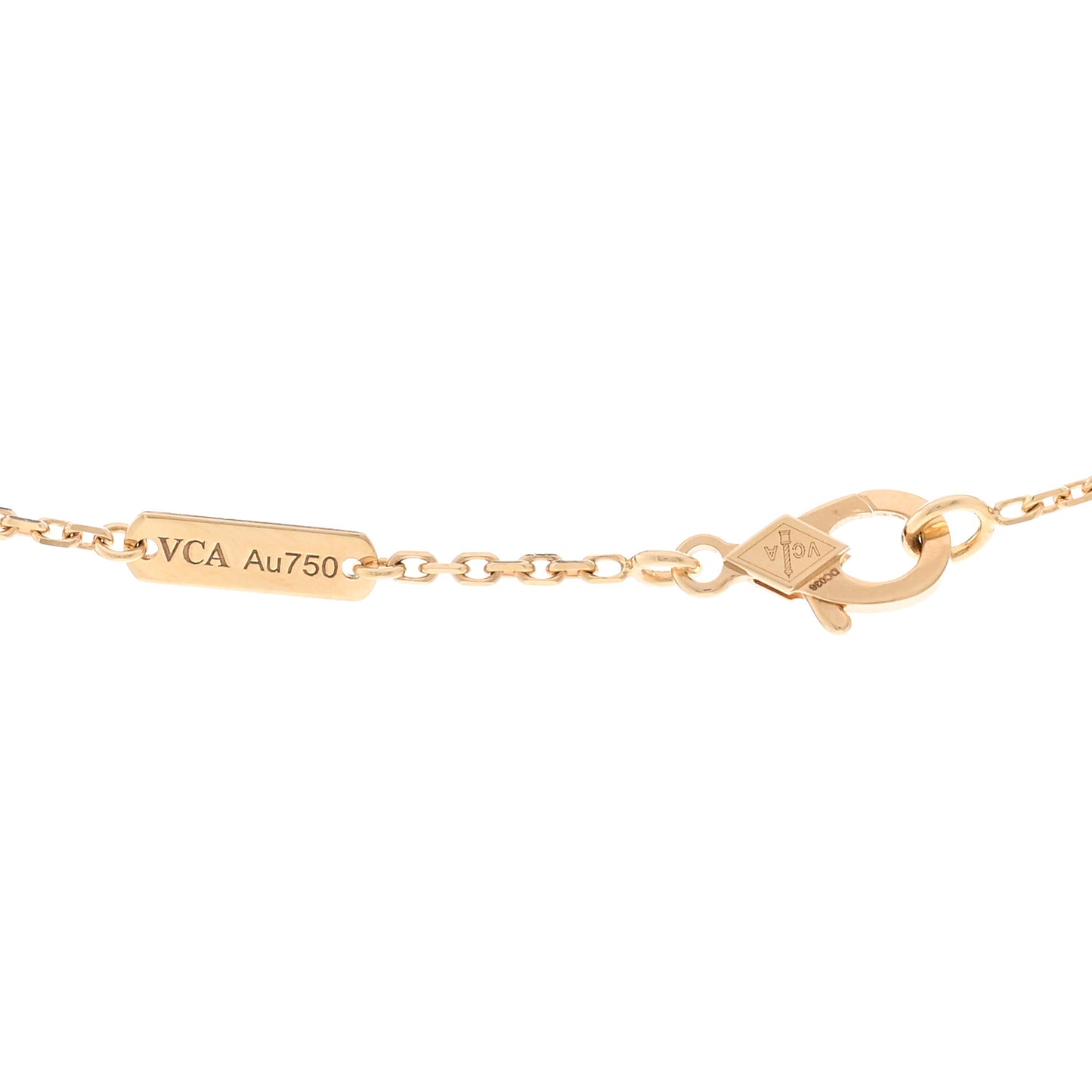 18K Yellow Gold Blue Agate Vintage Alhambra Pendant Necklace