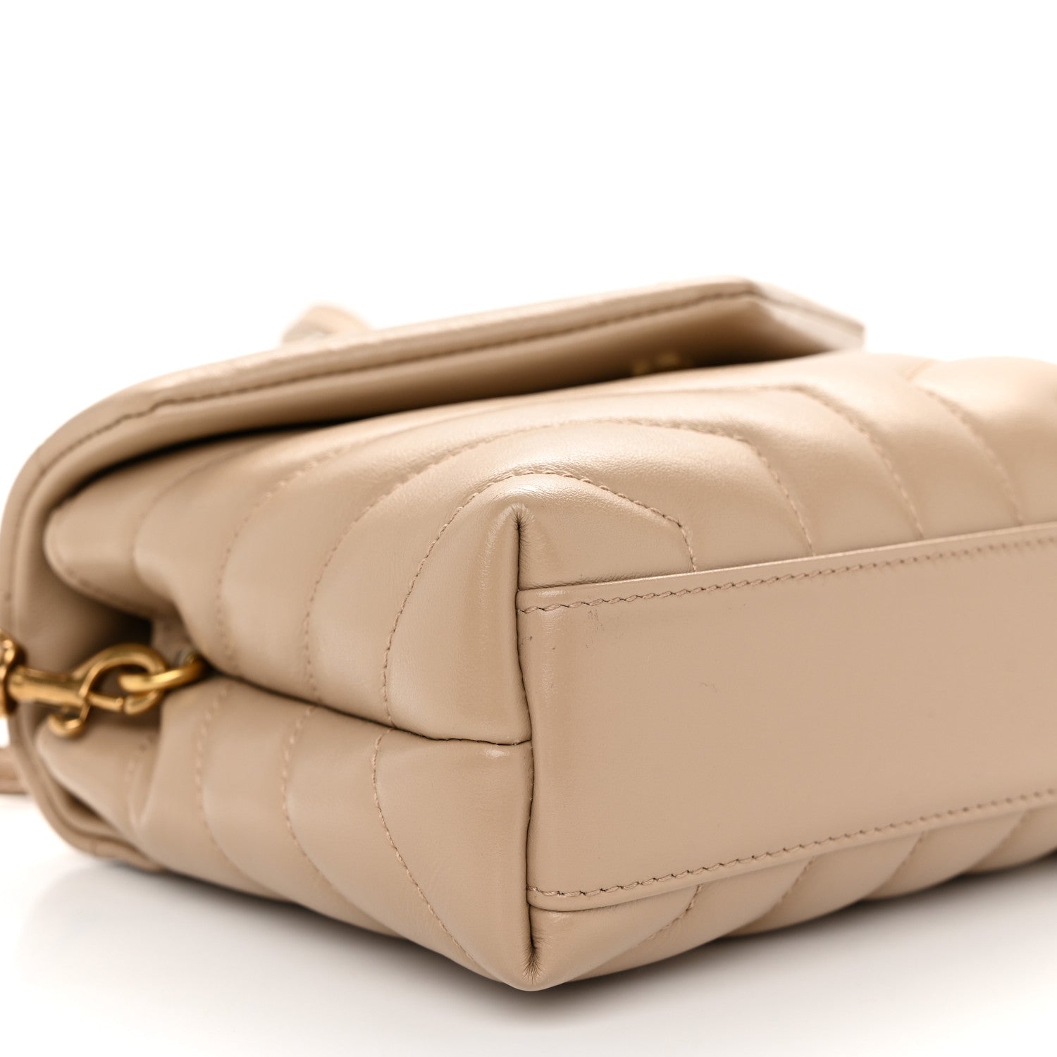Saint Laurent Calfskin Y Quilted Monogram Toy Loulou Crossbody Bag Dark Beige 9 of 11
