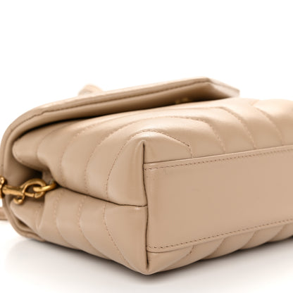 Saint Laurent Calfskin Y Quilted Monogram Toy Loulou Crossbody Bag Dark Beige 9 of 11