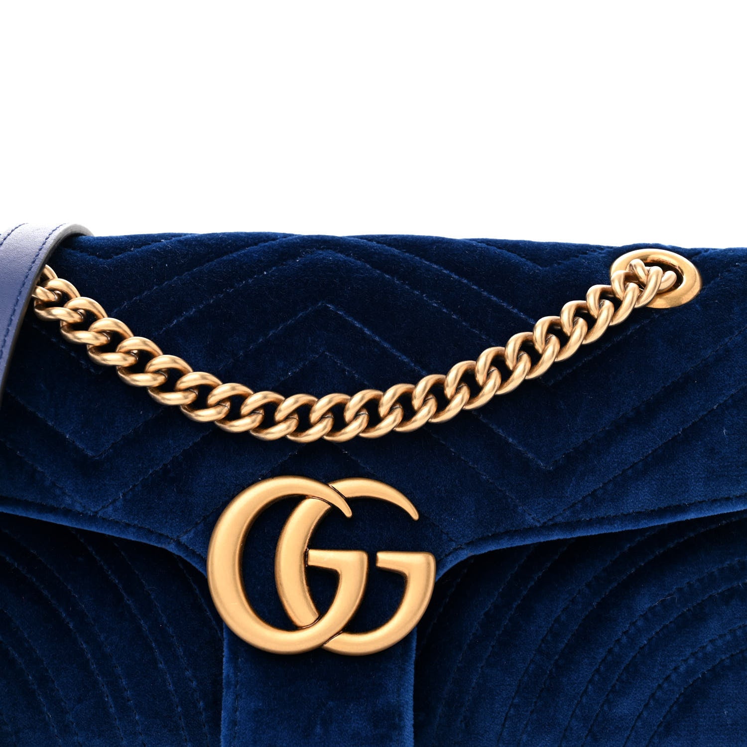 Gucci Velvet Matelasse Medium GG Marmont Shoulder Bag Cobalt Blue 8 of 10