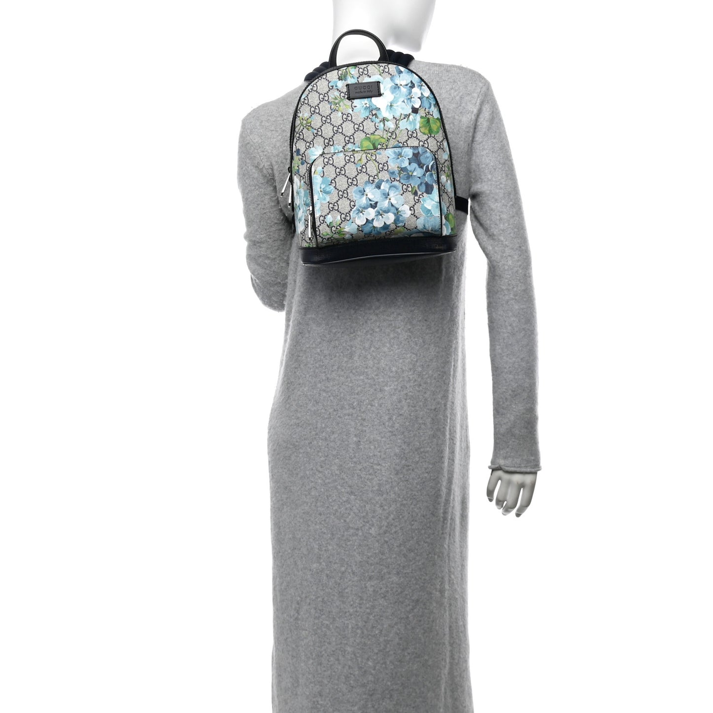 GG Supreme Monogram Blooms Small Day Backpack Blue