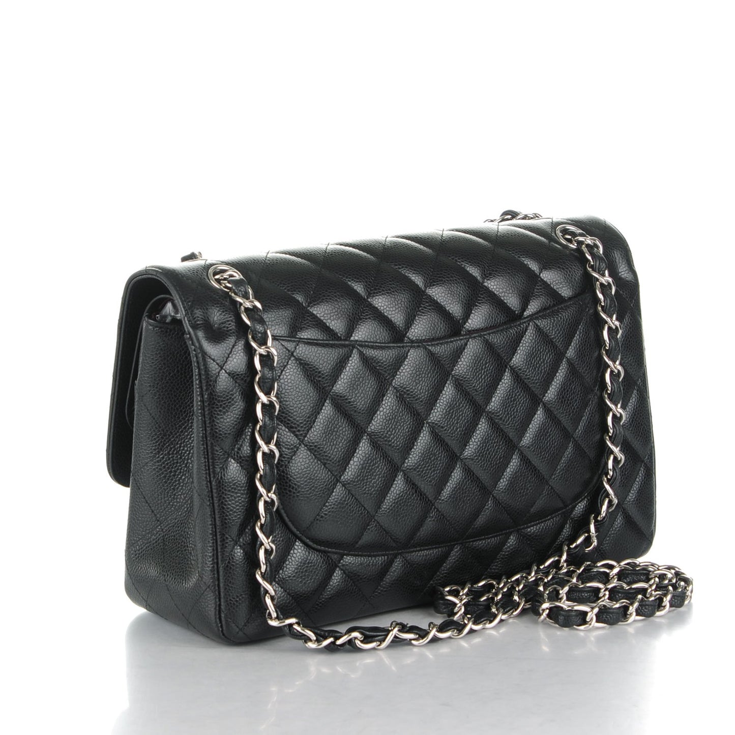 Caviar Quilted Jumbo Double Flap Black