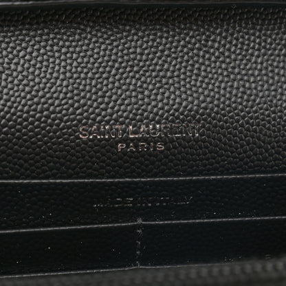 Saint Laurent Grain De Poudre Matelasse Chevron Monogram Monochrome Chain Wallet Black 6 of 11