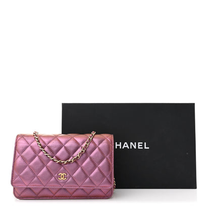 Chanel Iridescent Lambskin Quilted Wallet On Chain WOC Purple 13 of 13