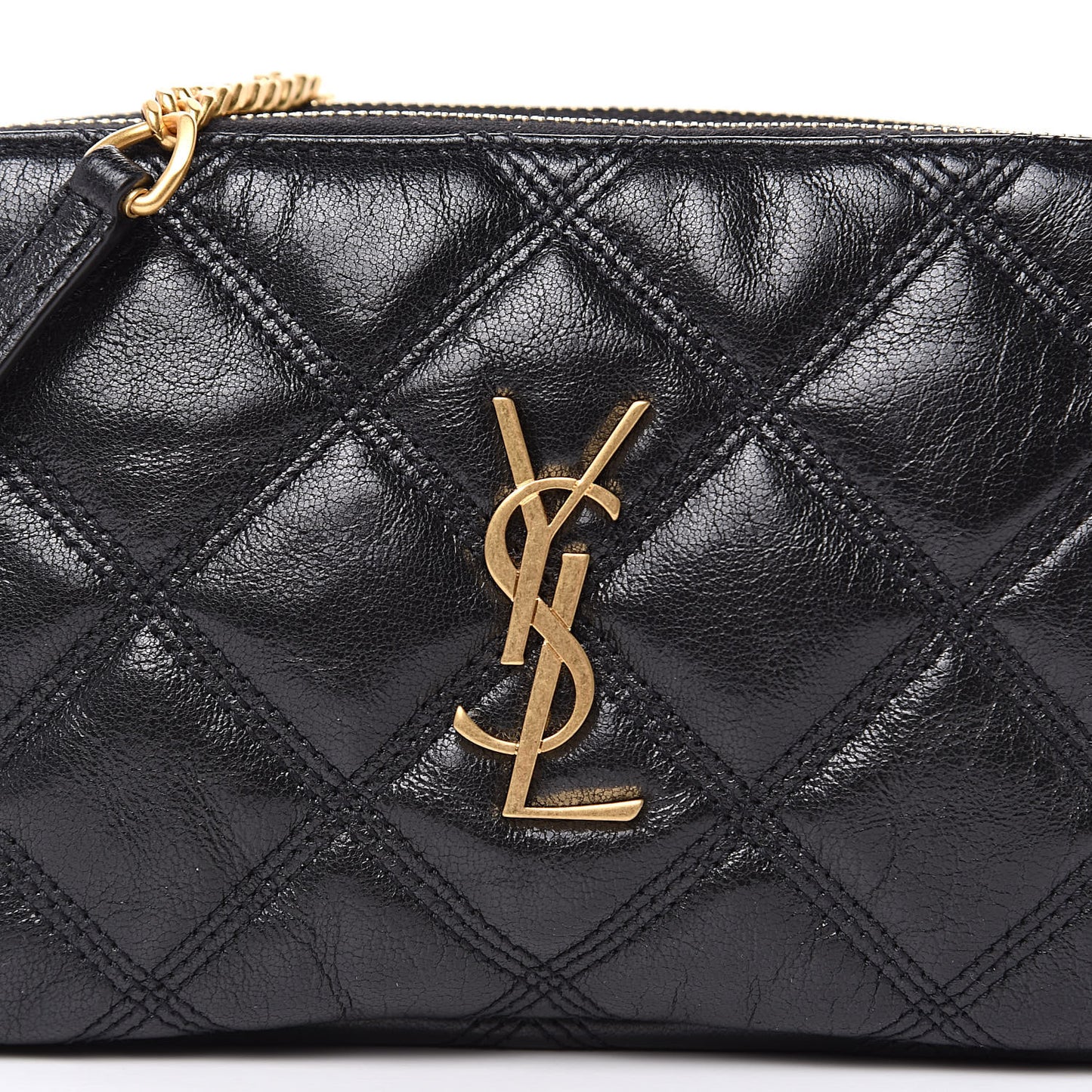 Grained Lambskin Quilted Mini Becky Double Zip Bag Black