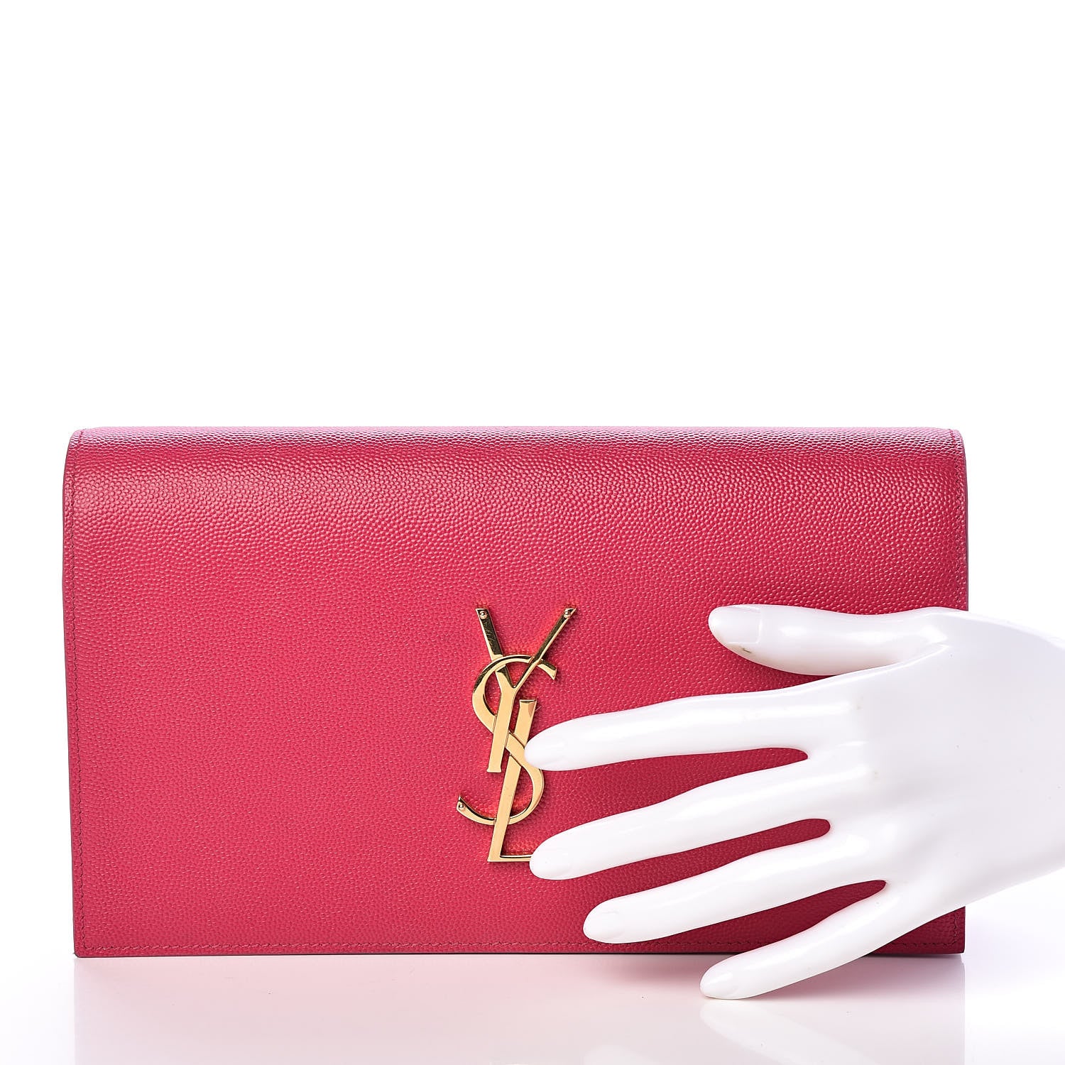 Saint Laurent Grain De Poudre Classic Monogram Kate Clutch Lipstick Fuchsia 2 of 9