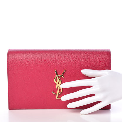 Saint Laurent Grain De Poudre Classic Monogram Kate Clutch Lipstick Fuchsia 2 of 9
