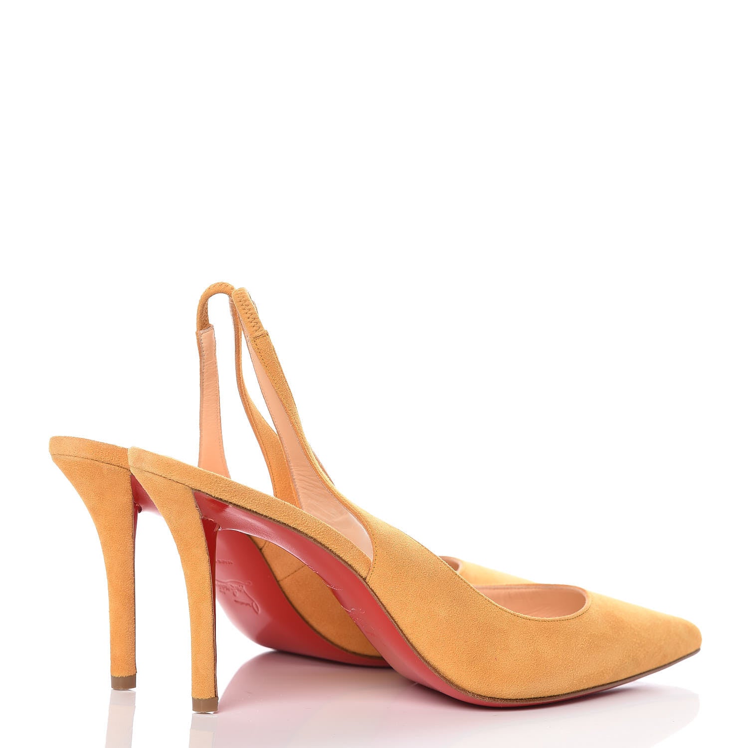 Christian Louboutin Veau Velours Apostrophy Sling 85 Pumps 39.5 Epi D'Or 4 of 9
