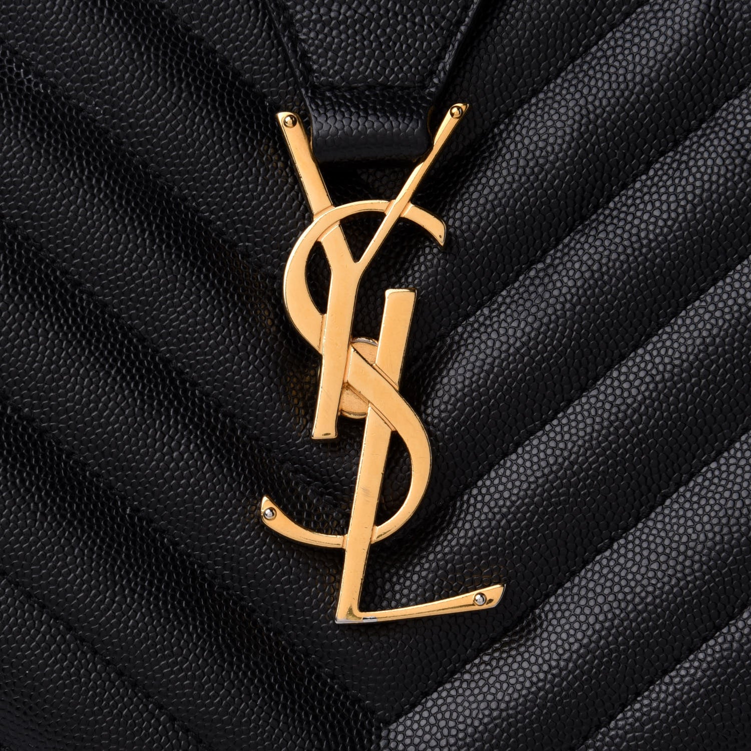 Saint Laurent Grain De Poudre Matelasse Chevron Monogram Shopping Bag Black 8 of 11