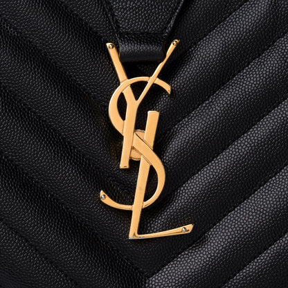 Saint Laurent Grain De Poudre Matelasse Chevron Monogram Shopping Bag Black 8 of 11
