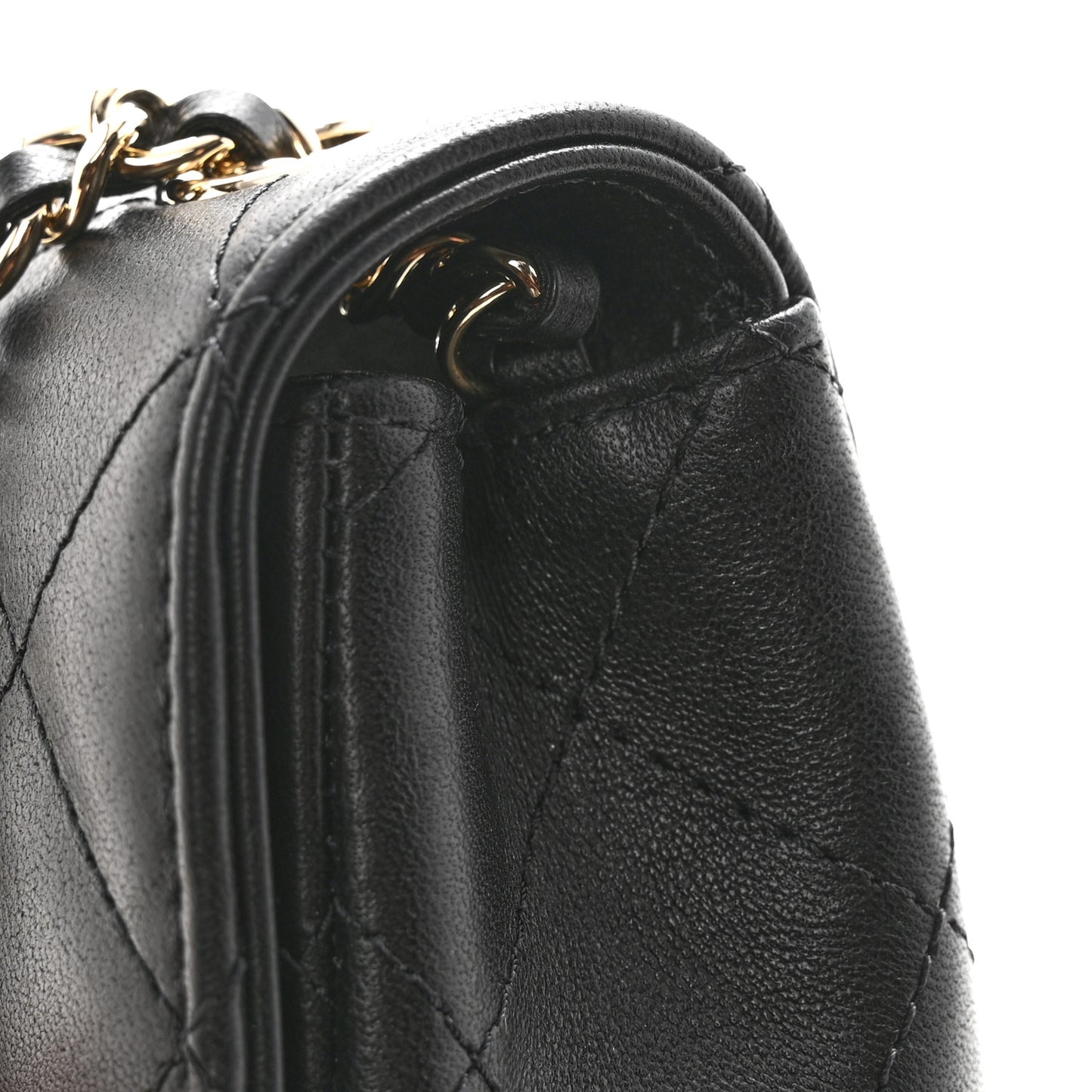 Lambskin Quilted Extra Mini V For Victory Flap Black