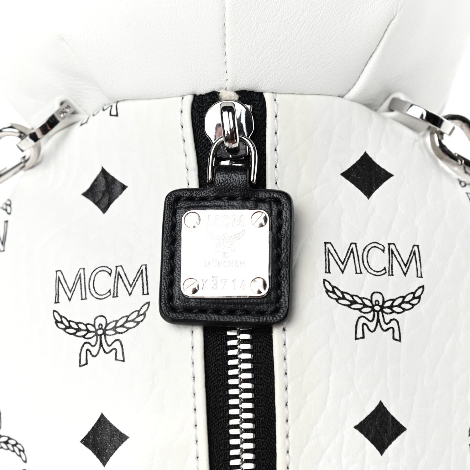 MCM Calfskin Visetos Bear Zoo Doll Backpack White 6 of 9