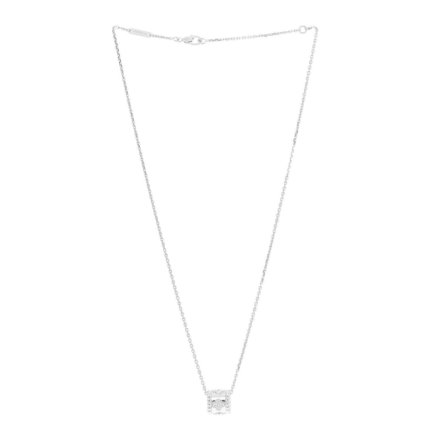 18K White Gold Diamond Small Perlee Clovers Pendant Necklace