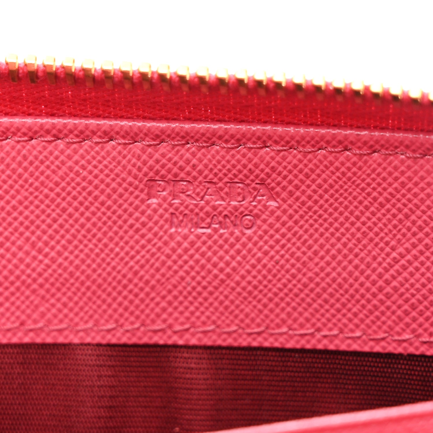 Prada Saffiano Triangle Zip Around Wallet Peonia 8 of 9