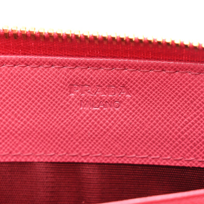 Prada Saffiano Triangle Zip Around Wallet Peonia 8 of 9