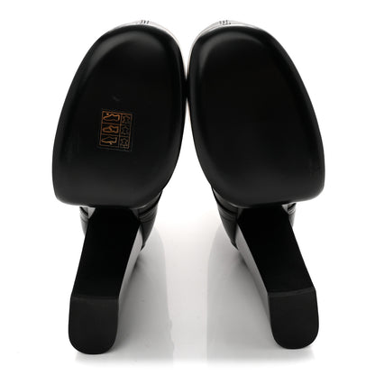 Saint Laurent Calfskin Mina Lace Up Platform Boots 38.5 Black 6 of 9