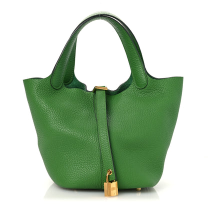 Hermes Taurillon Clemence Picotin Lock 18 PM Vert Yucca 1 of 12
