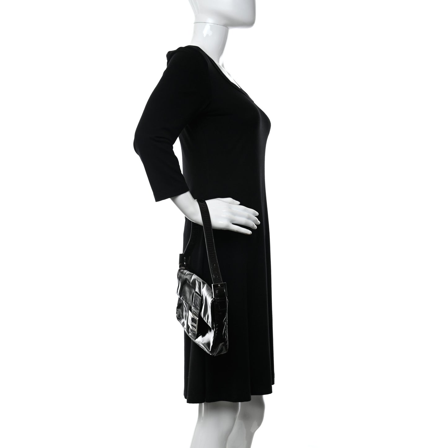 Vernice Chain Handle Baguette Black