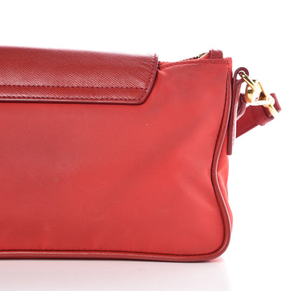 Prada Tessuto Nylon Saffiano Crossbody Bag Rosso 15 of 17