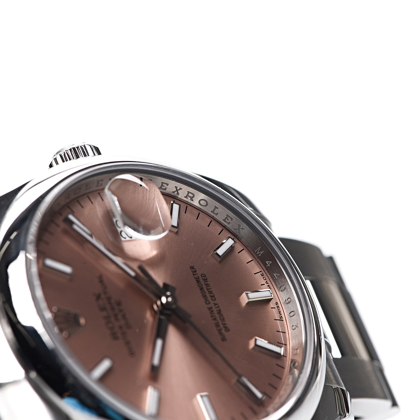 Stainless Steel 34mm Oyster Perpetual Date Watch Pink 115200
