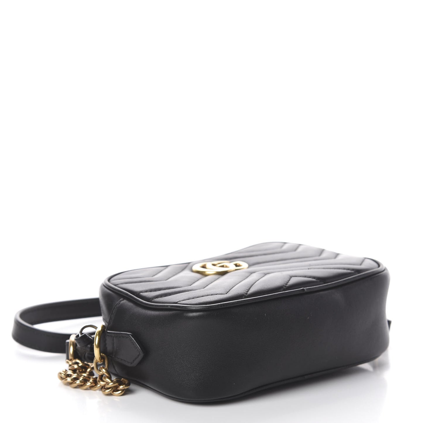 Calfskin Matelasse Mini GG Marmont Chain Shoulder Bag Black