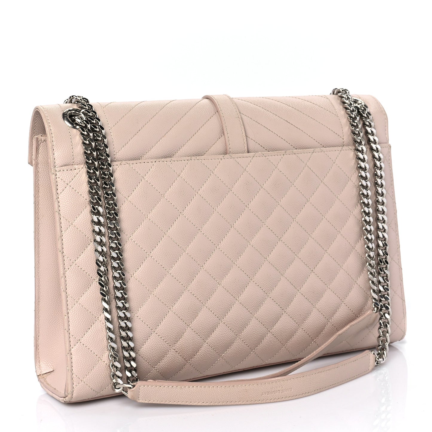 Grain De Poudre Textured Mixed Matelasse Large Triquilt Monogram Satchel Rose