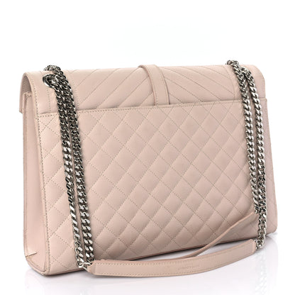Saint Laurent Grain De Poudre Textured Mixed Matelasse Large Triquilt Monogram Satchel Rose 2 of 7