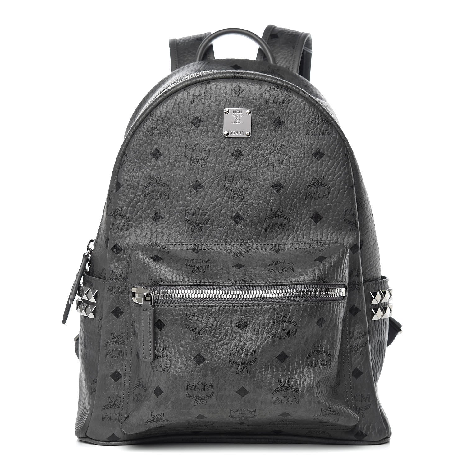 MCM Visetos Side Stud Medium Stark Backpack Grey 1 of 10