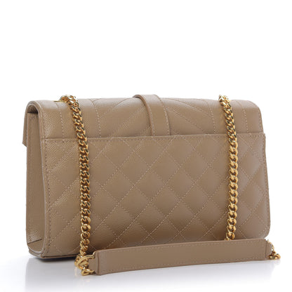 Saint Laurent Grain De Poudre Textured Mixed Matelasse Triquilt Small Monogram Satchel Dark Beige 3 of 8