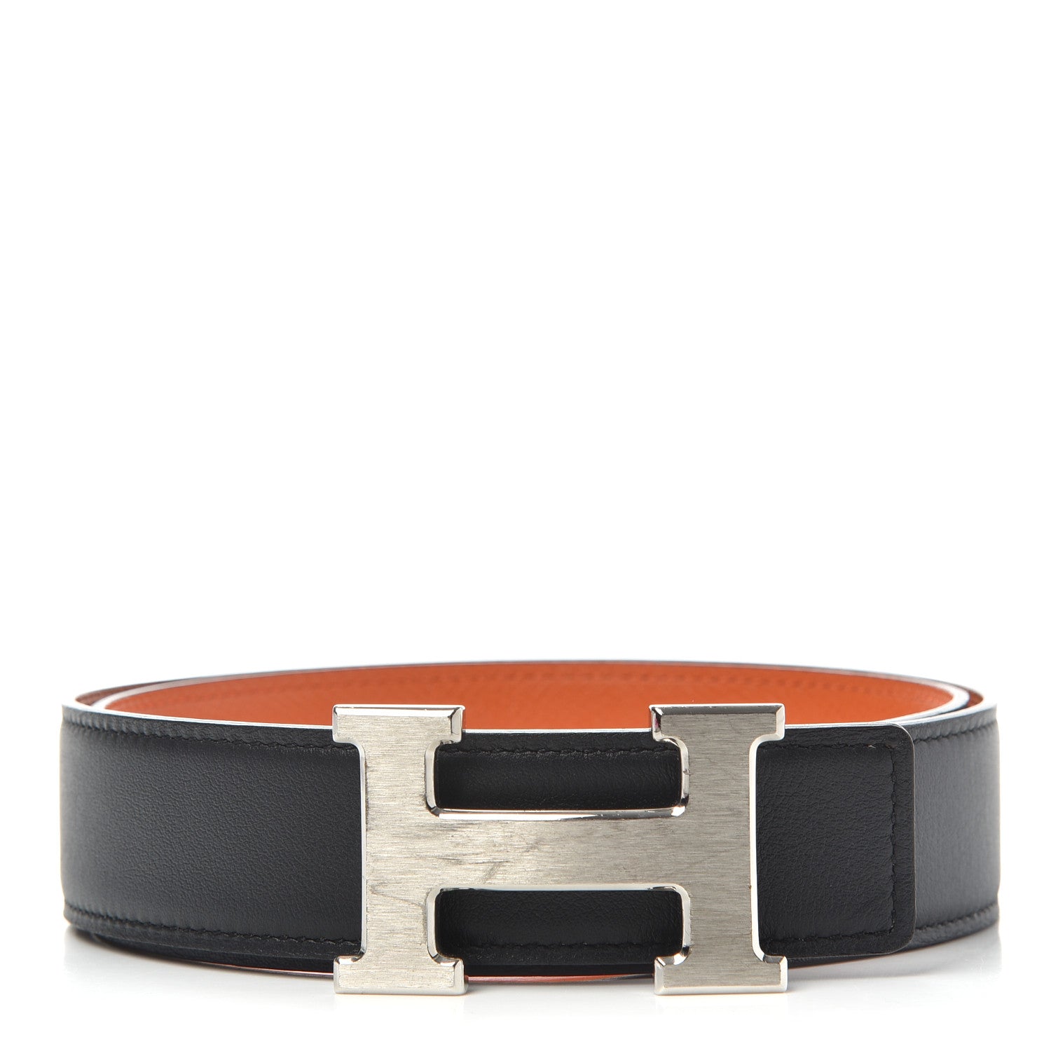 Hermes Swift Epsom 32mm H Belt 75 Black Orange 1 of 6
