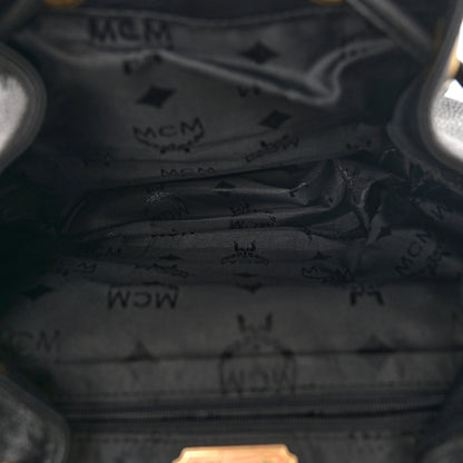 MCM Grained Calfskin Studded Drawstring Backpack Black 5 of 9